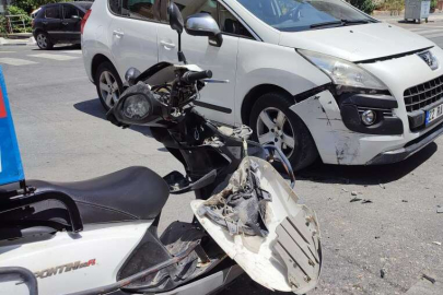 OTOMOBİL İLE MOTOSİKLET ÇARPIŞTI: 1 YARALI