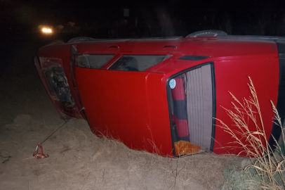 MALKARA’DA OTOMOBİL KAZADA DEVRİLDİ