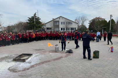 Ortaokulda yangın tatbikatı yapıldı