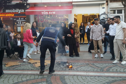 Saraçlar'daki ateşe zabıtadan müdahale