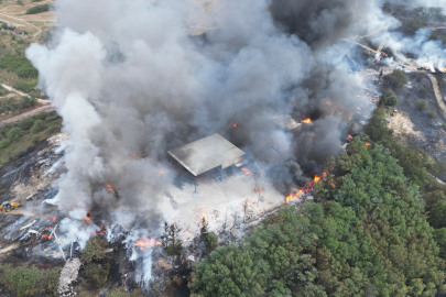 Tekirdağ'da Otluktan Geri Dönüşüm Tesisine Sıçrayan Yangın Söndürüldü
