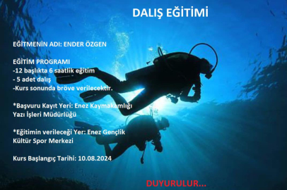 Enez’de Dalış Eğitimi Verilecek