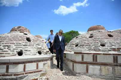 Edirne'deki Gazi Mihal Hamamı'nda Restorasyon Sürüyor