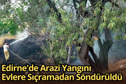 Edirne'de Arazi Yangını Evlere Sıçramadan Söndürüldü