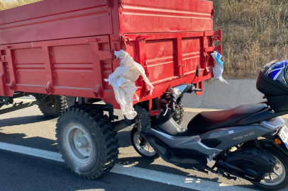 İpsala'da Traktör Römorkuna Çarpan Motosikletin Sürücüsü Yaralandı