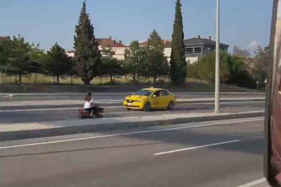 Elektrikli Bisikletle Ters Yönde İlerlerken Kameraya Yakalandı