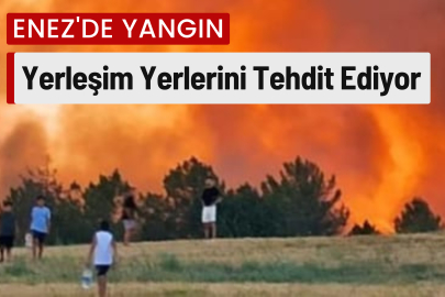 Enez'de Yangın Yerleşim Yerlerini Tehdit Ediyor