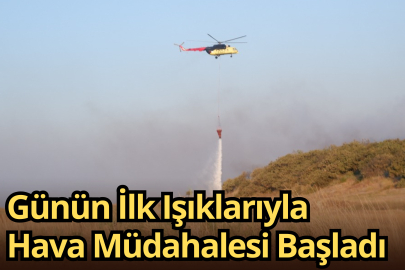 ‎Enez'deki Yangına Günün ilk Işıklarıyla Hava Müdahalesi