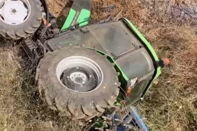 Çanakkale’de Yangına Müdahale Sırasında Köylü Traktörüyle Şarampole Devrildi