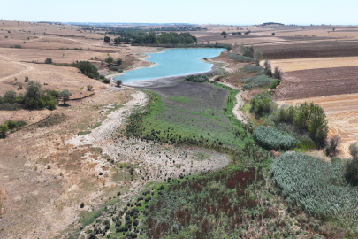 Edirne'deki Korucuköy Göleti'nin Su Seviyesi Kuraklık Nedeniyle Azaldı