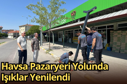 Havsa Pazaryeri Yolunda Işıklar Yenilendi
