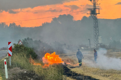 Edirne’deki Anız Yangını Sürücülere Zor Anlar Yaşattı