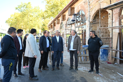 Edirne'de Havlucular Hanı ve Mezit Bey Hamamı'ndaki Restorasyon Çalışmaları Sürüyor
