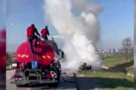 Babaeski'de Seyir Halindeki Otomobil Alev Aldı