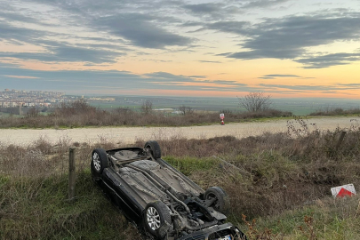 Lüleburgaz’da Otomobil Şarampole Yuvarlandı: 1 Yaralı