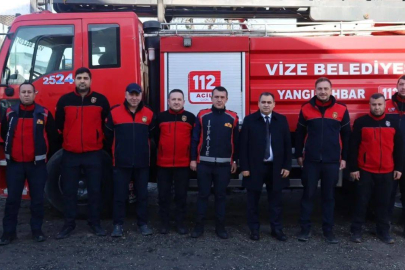 Vize Belediyesi İtfaiye Personeline Teşekkür Belgesi