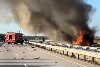 Domates Yüklü TIR Alevlere Teslim Oldu