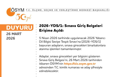2026-YDS/1: Sınava Giriş Belgeleri Erişime Açıldı