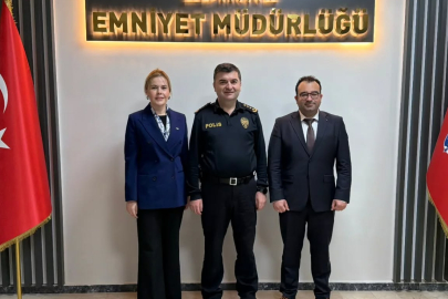 Türk Kızılay Edirne Şube Başkanı Baytar, Emniyet Müdürü Ayhan'ı Ziyaret Etti